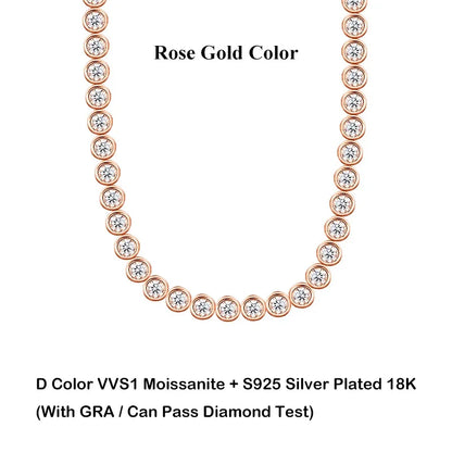 Sparkling 2/3mm Full Moissanite Tennis Bracelet for Women Party S925 Silver Plated 18K Pass Diamond Test Bezel Bracelets