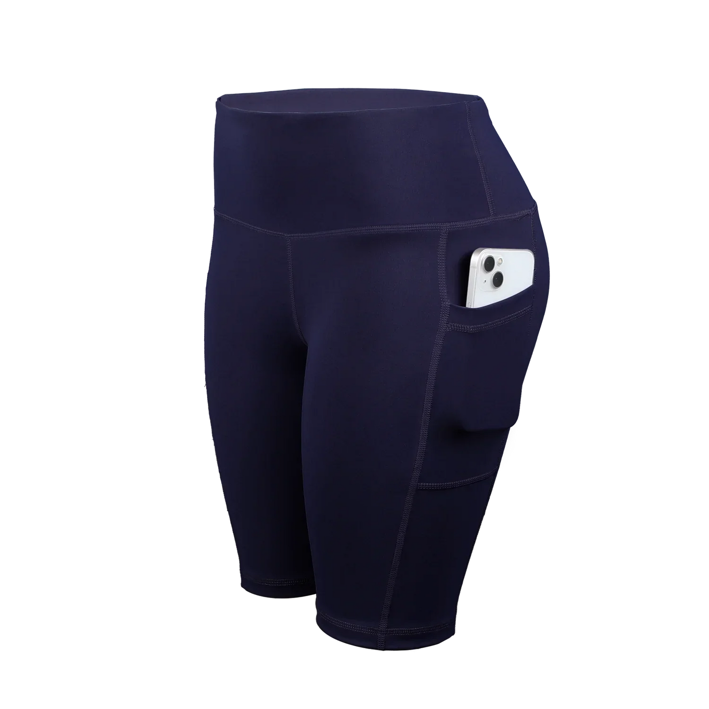 Women Solid Yoga Shorts with 3 Pockets High Waist Butt Lifting Workout Tights Gym Elastic Cycling Shorts Activewear