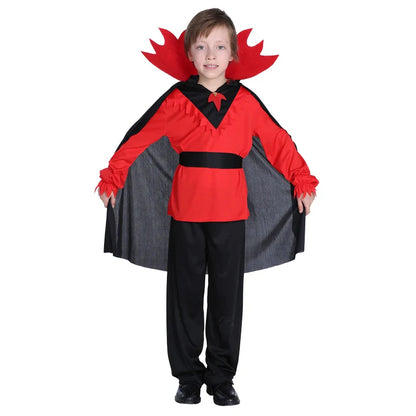 Halloween Vampire Cosplay Costume for Kids Carnival Party Dress Up Outfit Children Role Play Vampiran