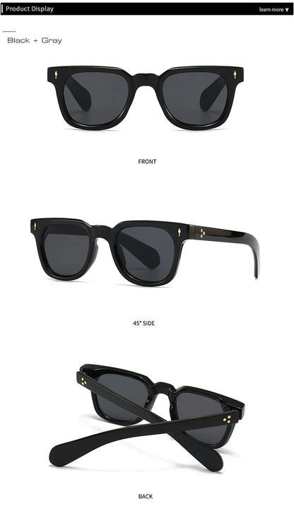 Square Men Rivets Sunglasses Shades UV400 Fashion Women Green Sun Glasses