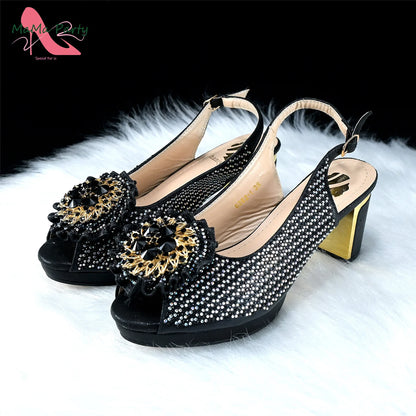 Italian Women Shoes Matching Bag Set in Green Color 7 CM Comfortable Heels with Plaform Elegant Peep Toe Sandals