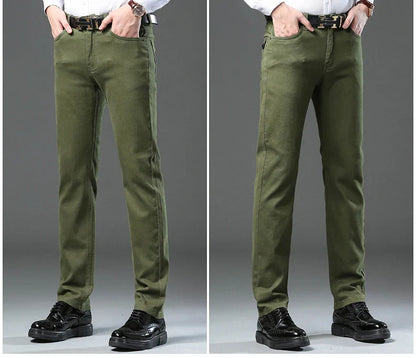 Men's New 92% Cotton Spring Autumn Jeans Stretch Straight Fashion Business Office Trousers Male Casual Plus Size Denim Pants