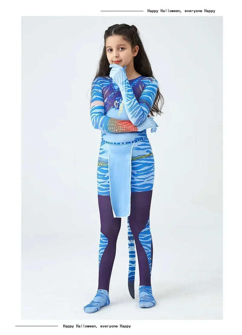 Avatar Costume for Kids Cosplay Alien Child Boy Girl Avatar The Way of Water Christmas Halloween Masquerade Party Dress Up