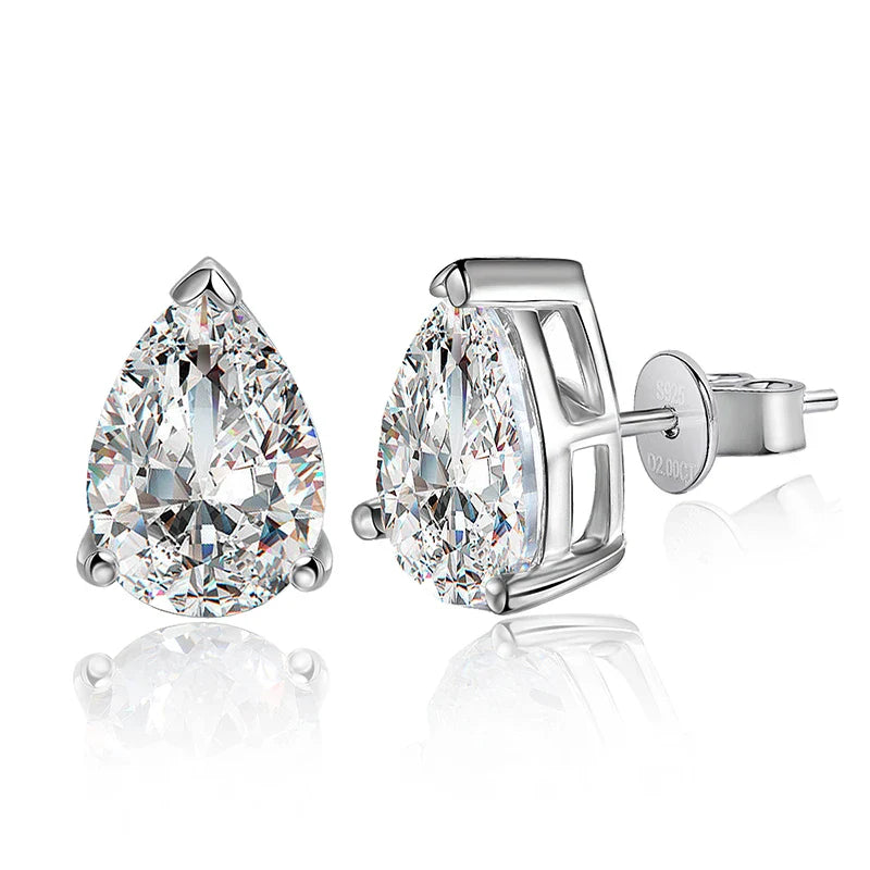 D VVS1 Pear Moissanite Earrings for Women GRA Certified Lab Grow Diamond Solid 925 Silver Plated 18k Gold Stud Earring