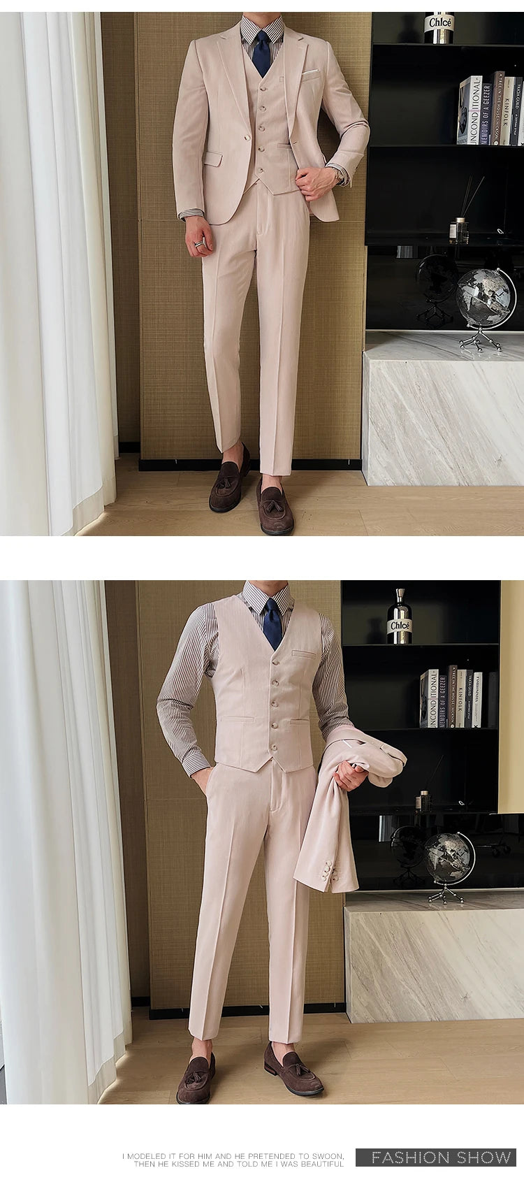 ( Jacket + Vest + Pants ) High-end Men's Slim Business Casual Suit Groom Wedding Dress Party Suit Blazers Waist Coat Trousers