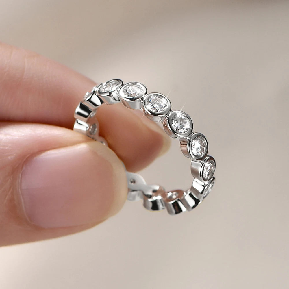 14k Gold Filled Full Eternity Ring Bezel 3mm D Round Moissanite Rings Stackable Bands GRA Certified Jewelry for Women 2026
