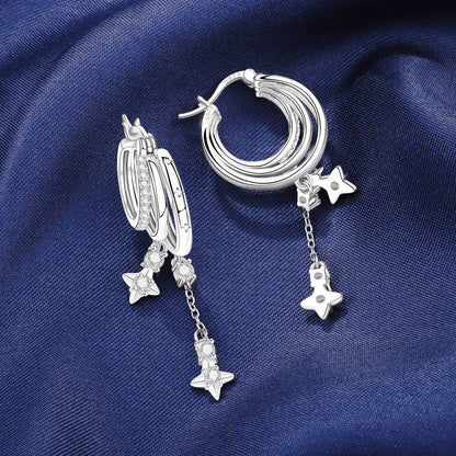 925 Sterling Silver Multi Layer Starry Tassel Drop Earrings Women Earrings Charm Trend Versatile Party Jewelry Gifts
