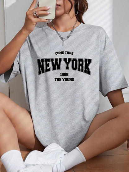 Quando 1968 A Nova Iorque É Jovem Camisetas Femininas De Algodão Oversize Camisetas Diárias Criatividade Roupa Casual Individual De Rua