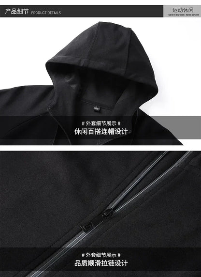 Men Running Sports Tracksuits Hoodies Zipper Outwear Sportwear+Sweatpants Sets Male Workout Sports Outfit Autumn Spring Sets men