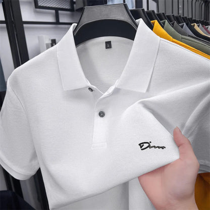 cotton100% hot sale men's new short sleeve polo shirt summer lapel letter printing ventilate t-shirt business classic mans wear