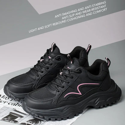 New Fashion Women Safety Shoes For Work Safety Boots Breathable Steel Toe Puncture Proof Sport Work Sneakers Slip-resistant