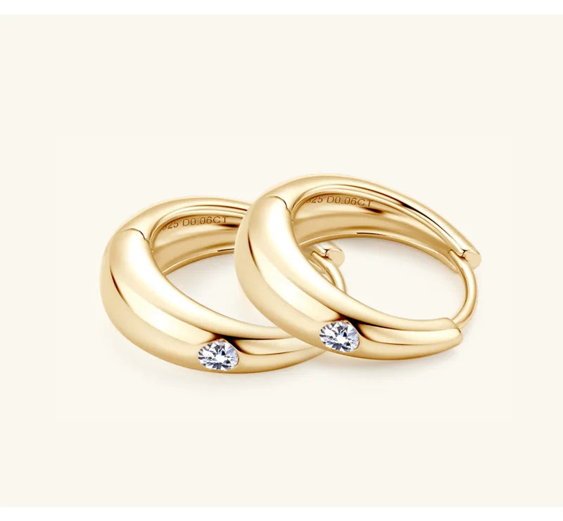 Premium Real 0.12cttw Moissanite Hoop Earrings for Women Girls S925 Silver Earring Party Fine Jewelry Small Ear Buckle Gift