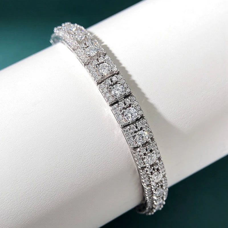GRA Certified Full Moissanite Diamond Tennis Bracelet D Color For Woman Man 925 Silver Couple Chain Bangle Bracelets Gift
