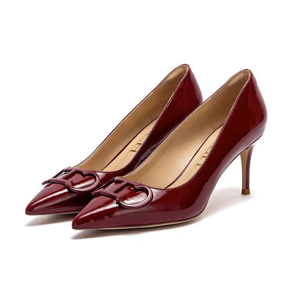 Solid Colour Classic Style New Women's Single Shoes Retro Simple Exquisite Workmanship Versatile Women's High-heeled Shoes