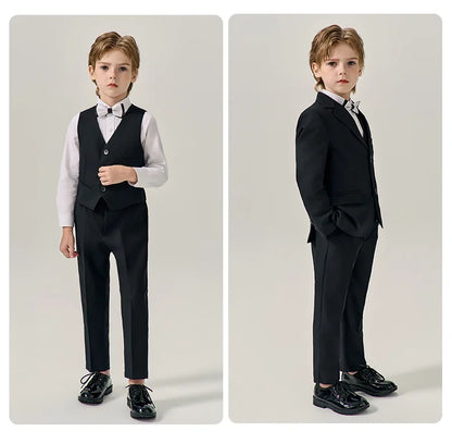 Prince Kids Green Jakcet Vest Pants Bowtie Piano Party Dress Boys Wedding Ceremony Photograph Suit Children Performance Costume