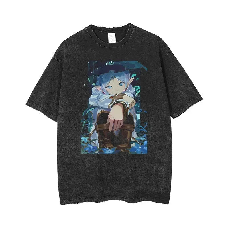 Beyond Journey's End Peripheral Products Old Washed T-shirt Men's and Women's Pure Cotton Short-sleeved Casual Clothing
