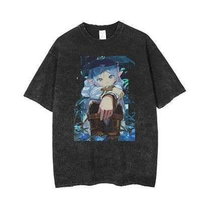 Beyond Journey's End Peripheral Products Old Washed T-shirt Men's and Women's Pure Cotton Short-sleeved Casual Clothing