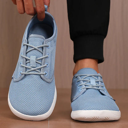 Tênis Esportivo de Malha Exclusivo Flexível de Bico Largo Respirável Minimalista para Caminhada Atividades ao Ar Livre Tênis Masculino Dobrável