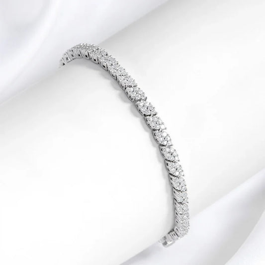 18K Plated All Moissanite Tennis Bracelet for Women Lab Created Diamond Chain 925 Sterling Silver Wholesale Jewelry