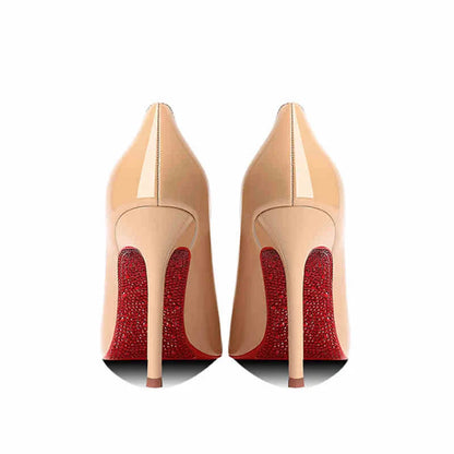 Women's heels 2025 New Luxury Brand Pumps Red Bottom Pointed Toe Rhinestone High Heels Elegant Stiletto Party Prom Ladies Shoes