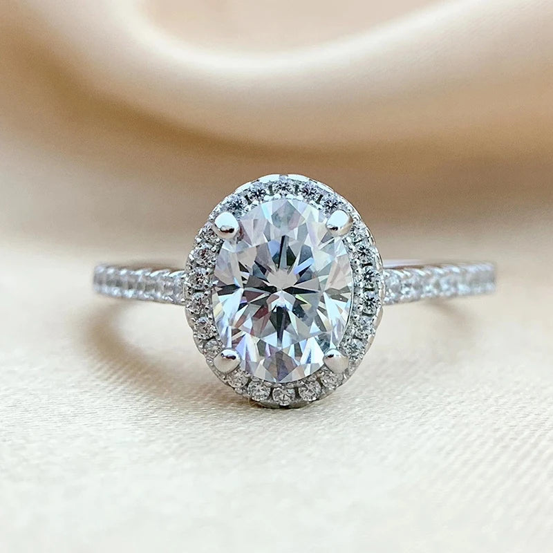 Oval Cut 1CT 2CT 3CT D Color Moissanite Rings for Women Lab Diamond Wedding Promise Band S925 Sterling Silver Jewelry