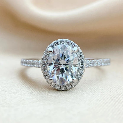 Oval Cut 1CT 2CT 3CT D Color Moissanite Rings for Women Lab Diamond Wedding Promise Band S925 Sterling Silver Jewelry