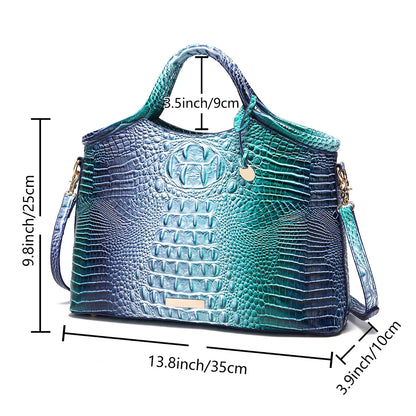 crocodile pattern colorful solid color high-end retro women's handbag