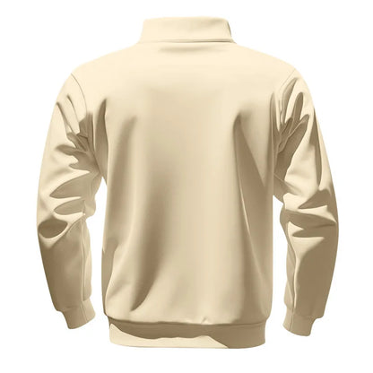 American autumn and winter heavy fleece long-sleeved men's sweater half zipper loose stand-up collar pullover men's sweater