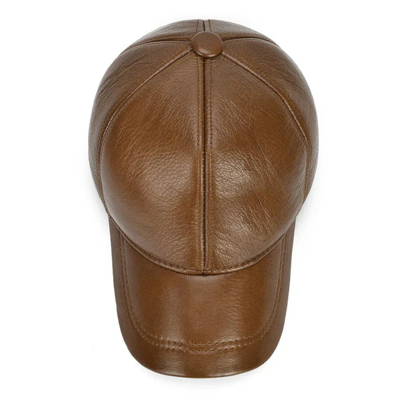 2026 Adjustable Men's Genuine Cowhide Leather Baseball Cap for Fall Winter Outdoor Sports Hat Men Real Cowhide Leather Caps