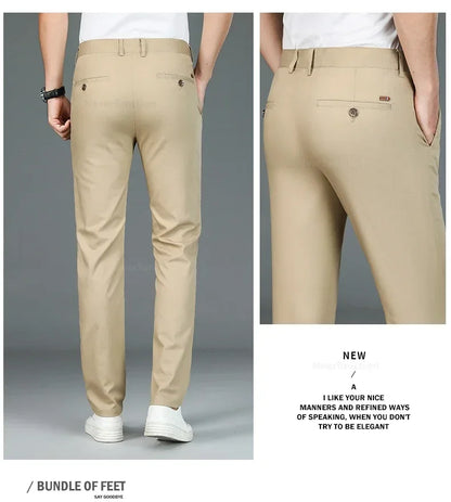 Business Pants Men Summer Clothes New Straight Classic Fashion Casual Long Pants Breathable Formal Trouser Male