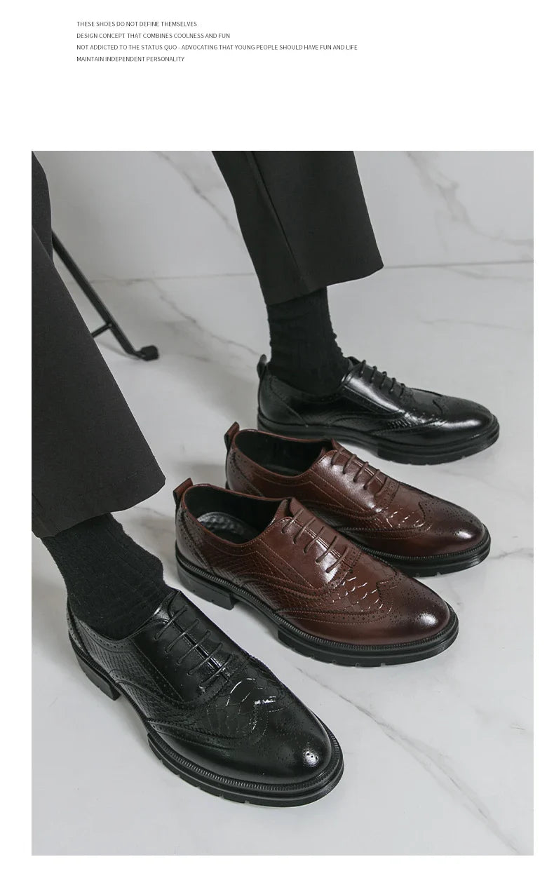 Classic Wedding Leather Shoes For Men Brogues High Quality Men's Dress Business Shoes Office Party Social Formal Shoes Male