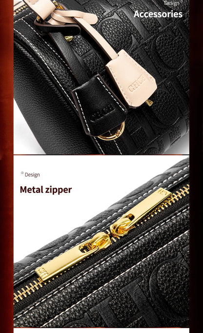 Women's Boston Bag Autumn Winter New Collection Letter Design Texture Shoulder Bags