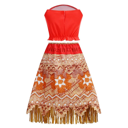 Movie Moana Girl Dress Halloween Cosplay Party Costume Princess Fancy Clothes Children Vaiana Outfit Dress