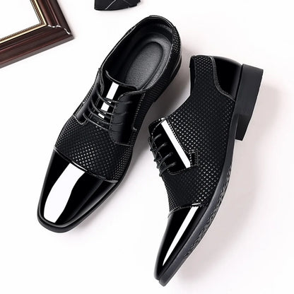Men's Dress Shoes Classic Lace-up Formal Oxfords Modern Tuxedo Business Casual Scale Pattern Comfort Formal Shoes for Men