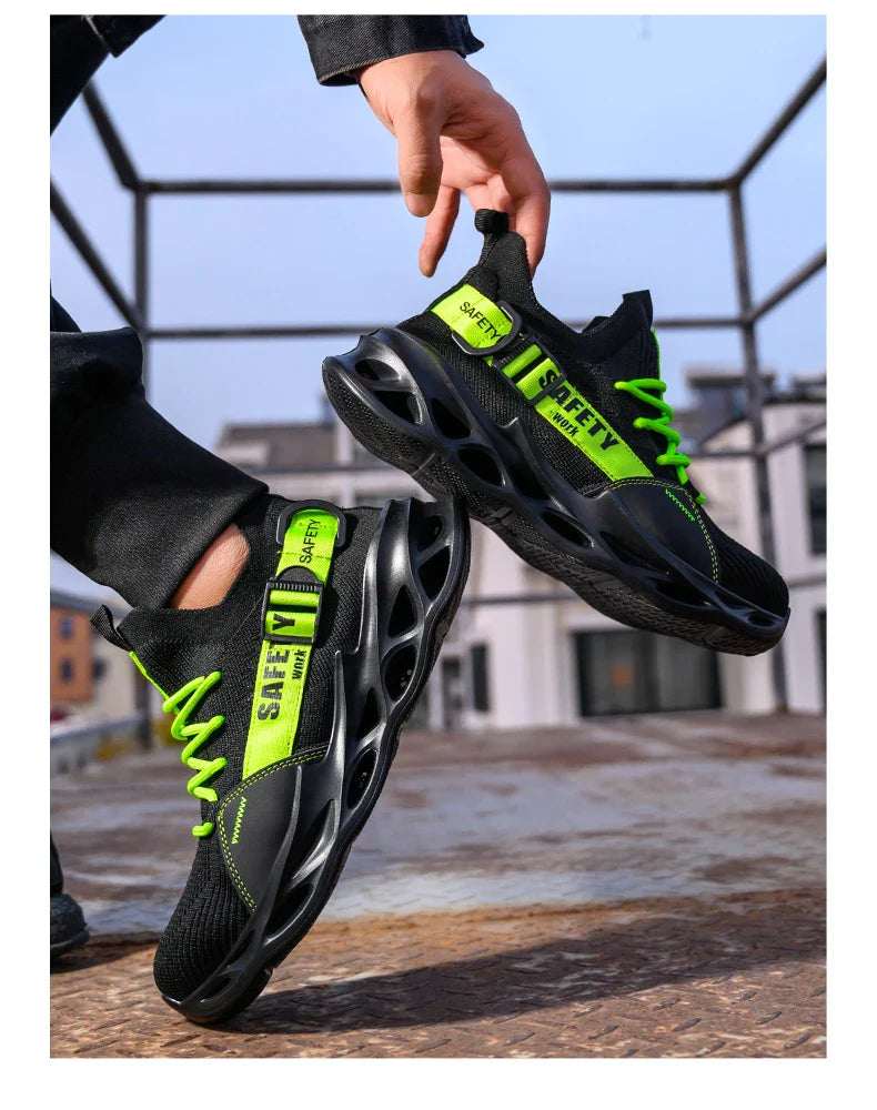 Men's Steel Toe Safety Shoes Anti Crush And Piercing Fashionable Breathable Sock Shoes Outdoor Unisex Work Footwear