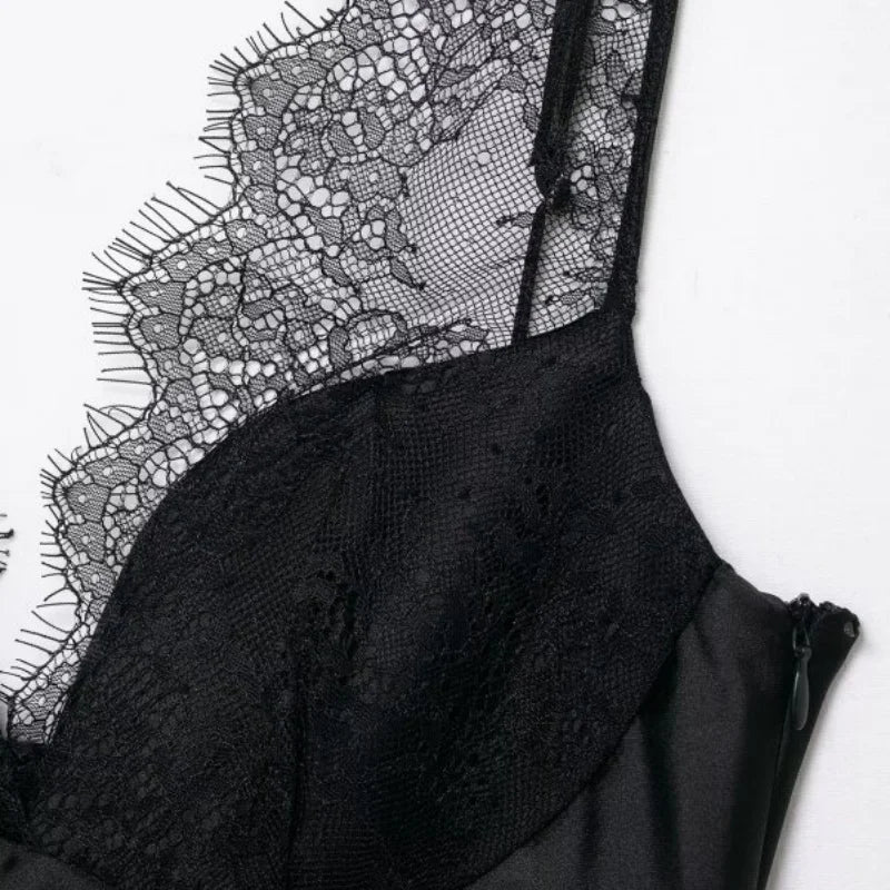 Women's Satin Lace Camisole - Sexy V-Neck Sleeveless Top for Summer, Perfect for Party & Beach Outfits, Comfortable Silky Feel