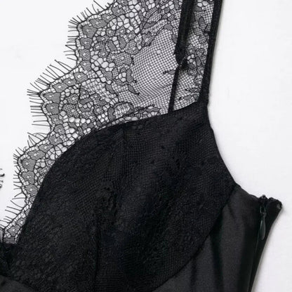 Women's Satin Lace Camisole - Sexy V-Neck Sleeveless Top for Summer, Perfect for Party & Beach Outfits, Comfortable Silky Feel