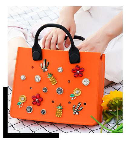 Large Leather Shoulder Bag Handbag Tote Bag Storage for Women Casual Waterproof Beach Bag Hole Fit Charm Fashion Storage Bag