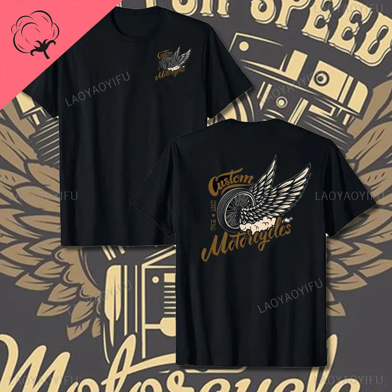Crossed Pistons Mechanic Garage Engine Graphic T-shirt Summer Cool Men Cotton Tee Shirt All-Match Hipster Streetwear Man T-shirt