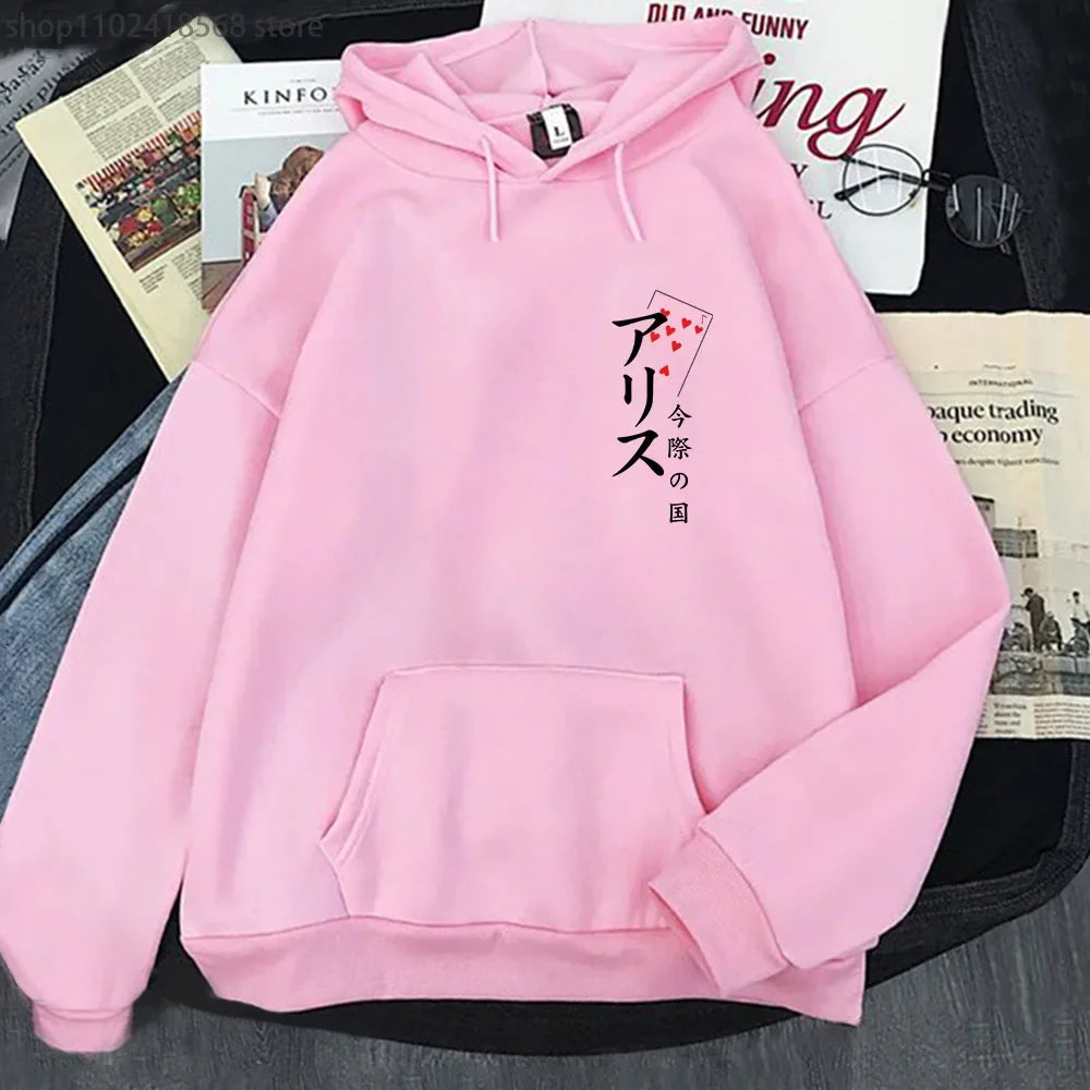 Arisu Seven of Heart Hoodie Anime Alice In Borderland Sweatshirt Spring/Autumn Winter Clothes Harajuku Pullover Men Graphic Tops