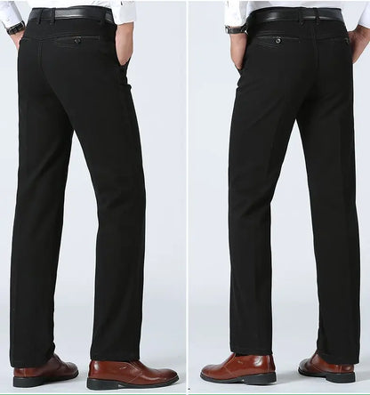 Men's 100% Cotton Summer Thin Pant Autumn Thick Classic Solid Casual Bland High Waist Trousers Business Office Cargo Pants Cheap