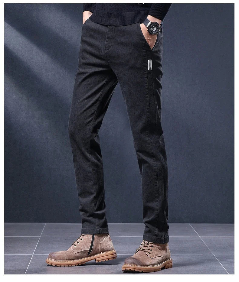 Classic Slim Fit Mens Casual Pants Breathable Straight Stretch Korean Business Trousers Spring Autumn New Fashion Male Clothing