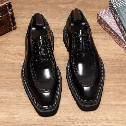 High Quality Height Increase Oxford Dress Shoes Men Genuine Cow Leather Suit Shoes Lift Brogues Wedding Formal Elevator Shoes