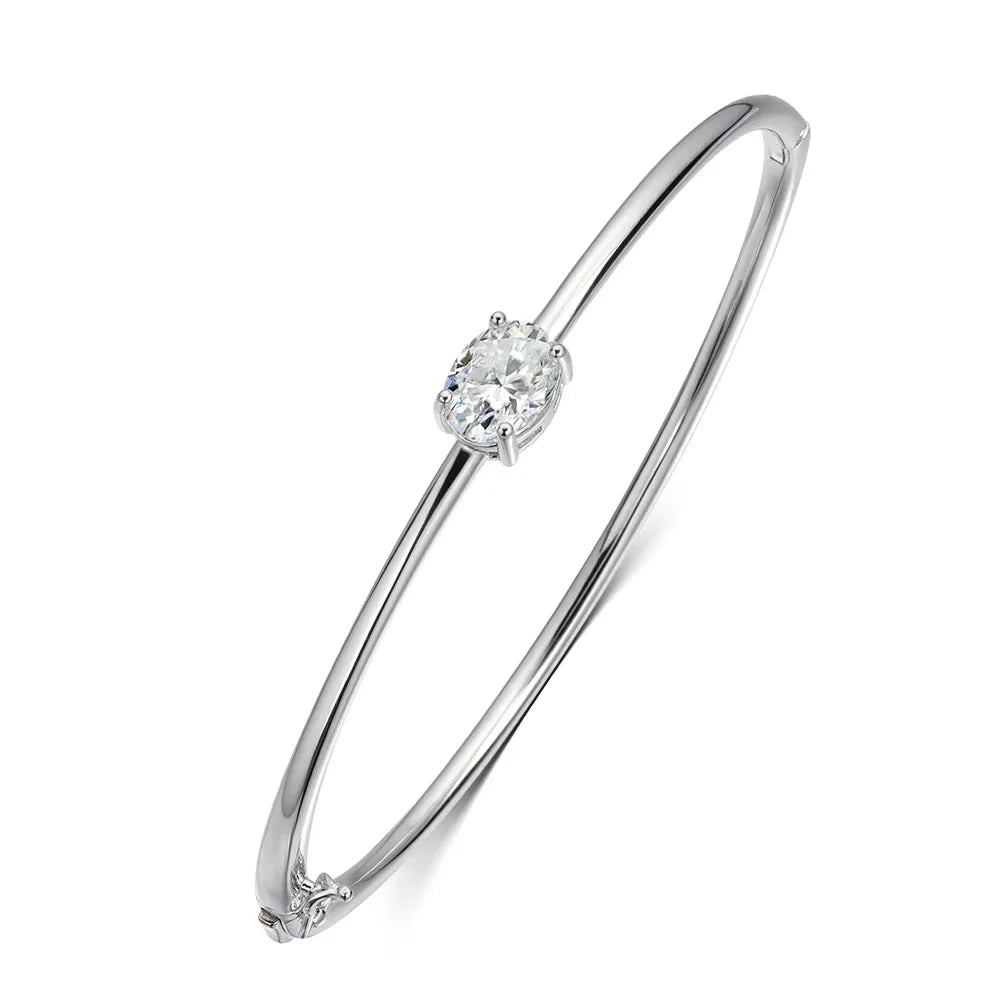 2ct Oval Cut Moissanite Bangles Elegant Women Diamond Solid s925 Silver GRA Certified Dainty Bracelet Fine Jewelry Gift