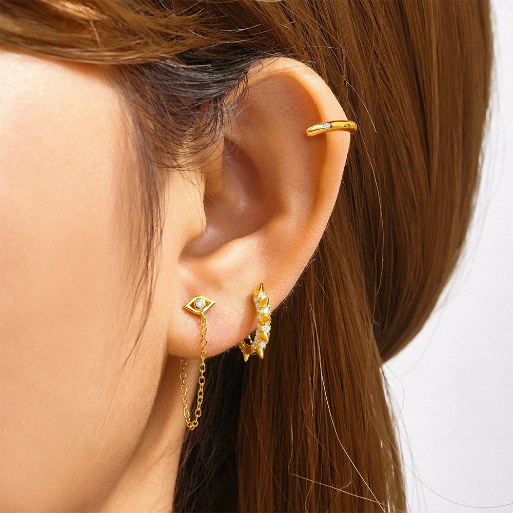 925 Sterling Silver 3PCS DIY Hoop Earring With Piercing Stud Earring Set Women Men Party Wedding Jewelry Set pendientes 925