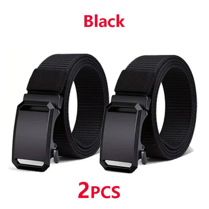 Tactical Belt For Men Canvas Automatic Buckle Belt Man Durable Casual Outdoor Hunting Adventures Training Pants Waist Belt Golf