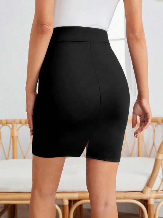 Women's Solid Color Bodycon Mini Skirt - High Waist Wide Elastic Waistband, Stretchy Durable Fabric, Non-See-Through