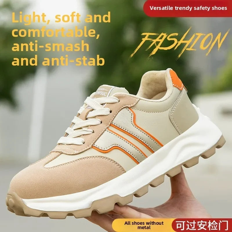 New Women's Safety Shoes with Anti Smashing and Anti Piercing Lightweight Soft Sole and Steel Toe Caps for Work Shoes