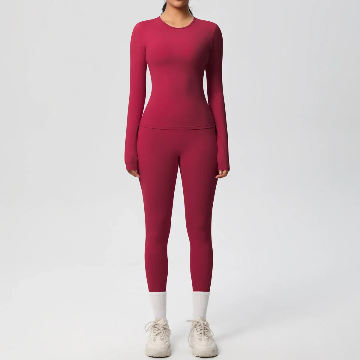 2 PCS Sportswear Yoga Set Gym Clothes Yoga Suits For Women Fitness Set Tracksuits Sports Long Sleeve Crop Top Gym Leggings