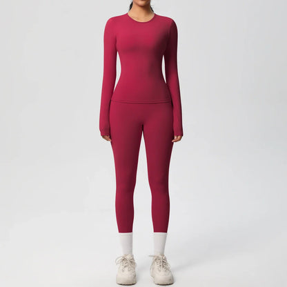 2 PCS Sportswear Yoga Set Gym Clothes Yoga Suits For Women Fitness Set Tracksuits Sports Long Sleeve Crop Top Gym Leggings